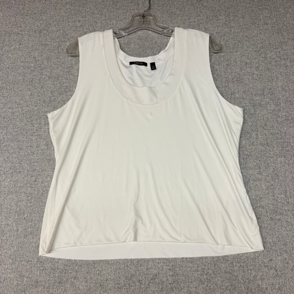 Carlisle Tops - Carlisle Sleeveless Shell Top XL White Nylon Spandex Scoop Neck Layering Stretch